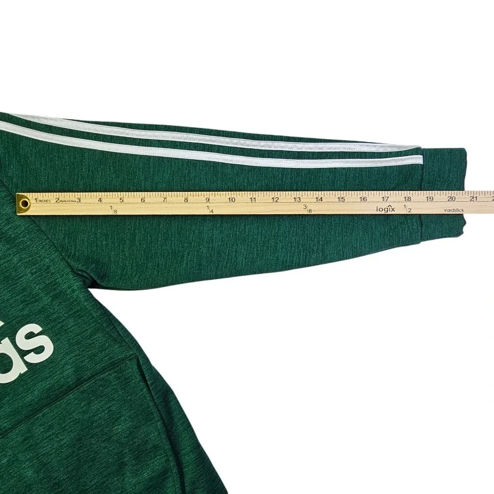 Adidas Boys XL 18/20 Green Heathered Pullover Hoodie 3-Stripe Logo Sweatshirt - Picture 9 of 11